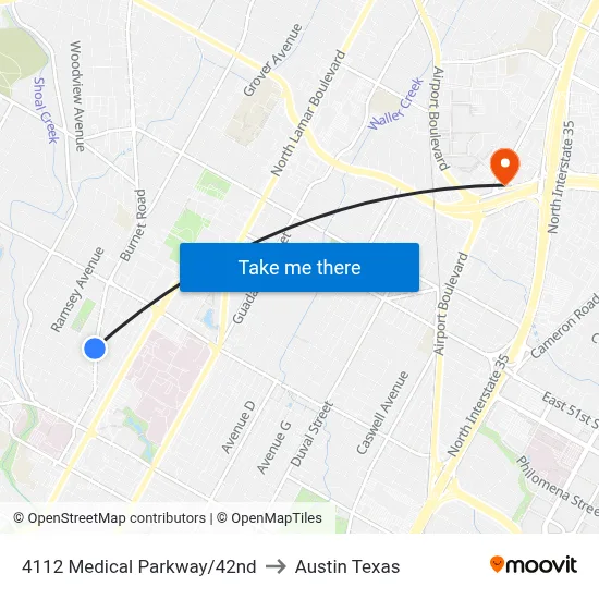 4112 Medical Parkway/42nd to Austin Texas map