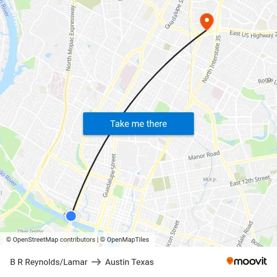 B R Reynolds/Lamar to Austin Texas map