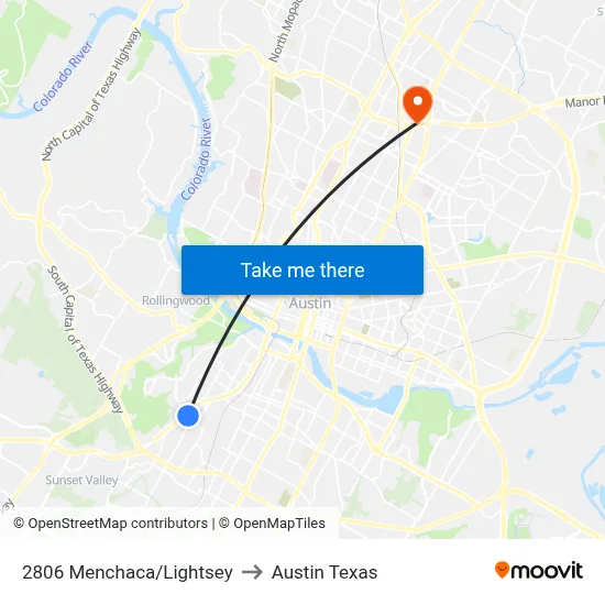 2806 Menchaca/Lightsey to Austin Texas map