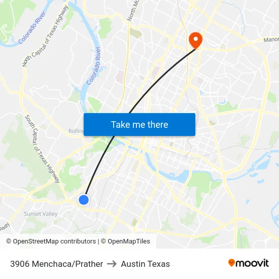 3906 Menchaca/Prather to Austin Texas map