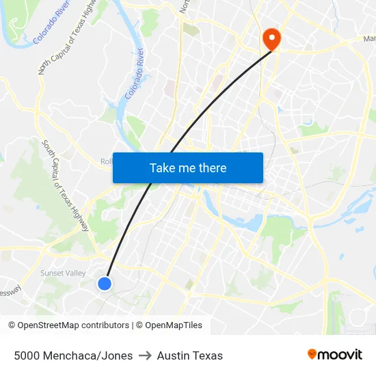 5000 Menchaca/Jones to Austin Texas map