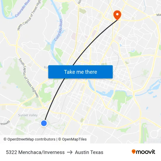 5322 Menchaca/Inverness to Austin Texas map