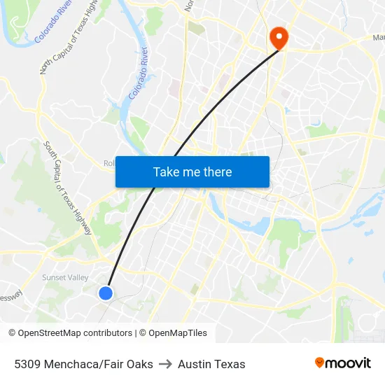 5309 Menchaca/Fair Oaks to Austin Texas map