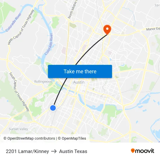 2201 Lamar/Kinney to Austin Texas map