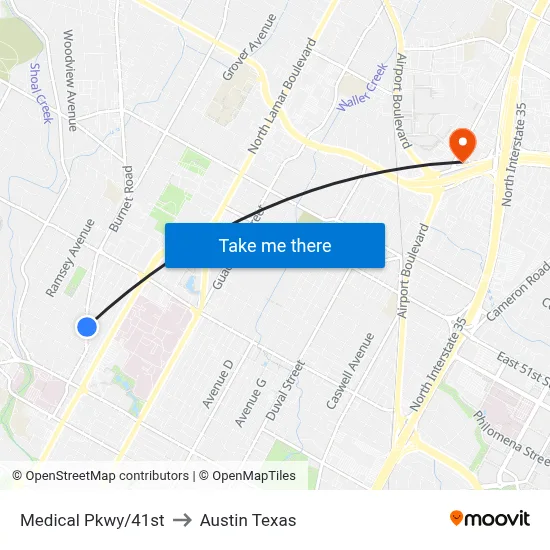 Medical Pkwy/41st to Austin Texas map