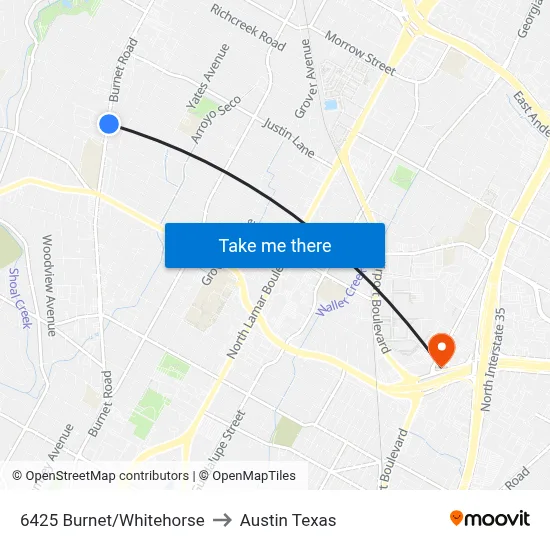 6425 Burnet/Whitehorse to Austin Texas map