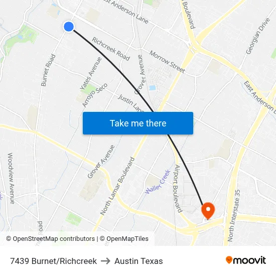 7439 Burnet/Richcreek to Austin Texas map