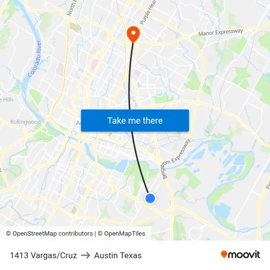 1413 Vargas/Cruz to Austin Texas map