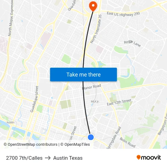 2700 7th/Calles to Austin Texas map