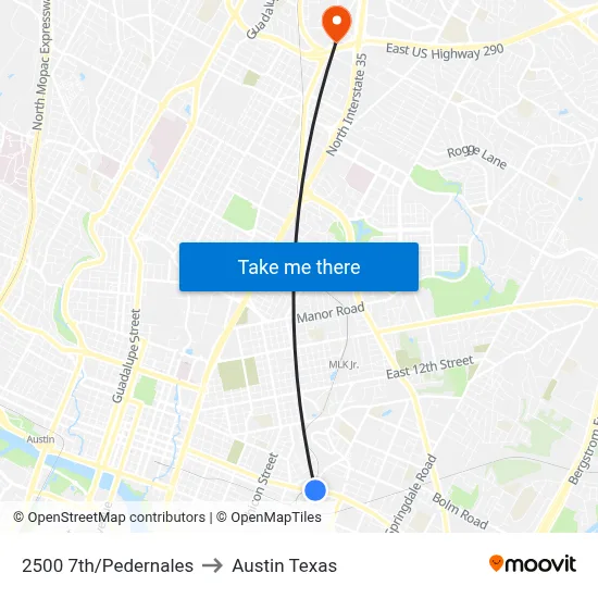 2500 7th/Pedernales to Austin Texas map