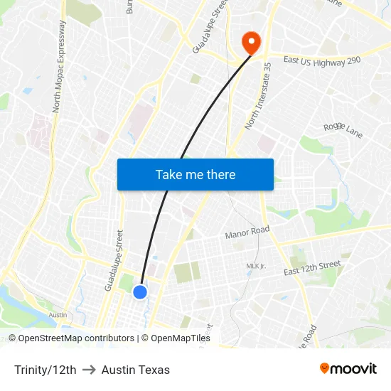 Trinity/12th to Austin Texas map