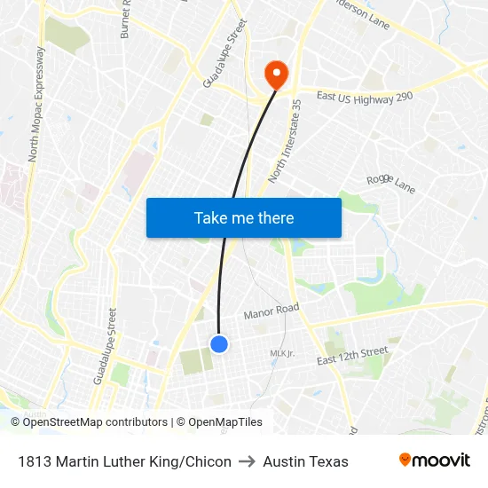 1813 Martin Luther King/Chicon to Austin Texas map