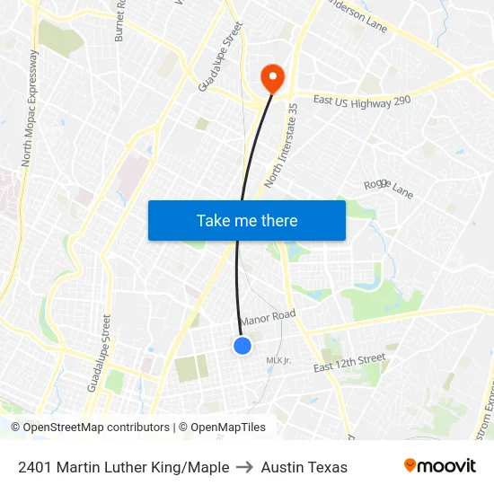 2401 Martin Luther King/Maple to Austin Texas map
