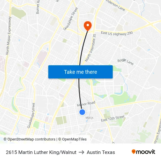 2615 Martin Luther King/Walnut to Austin Texas map