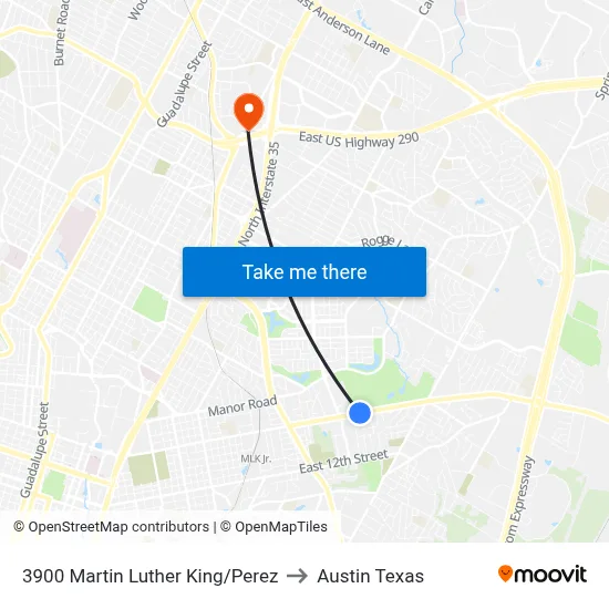 3900 Martin Luther King/Perez to Austin Texas map