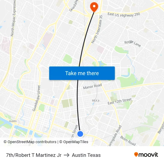 7th/Robert T Martinez Jr to Austin Texas map