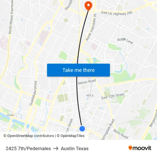 2425 7th/Pedernales to Austin Texas map