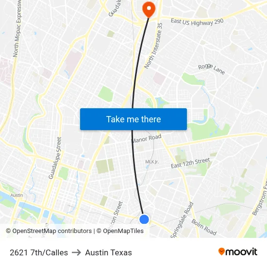 2621 7th/Calles to Austin Texas map