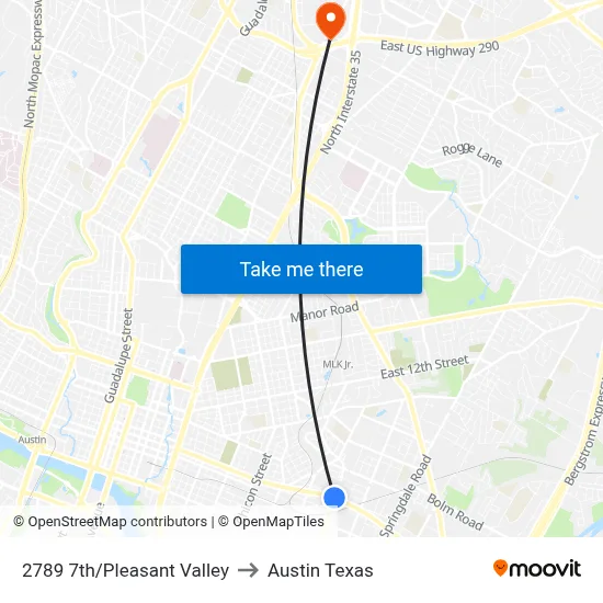 2789 7th/Pleasant Valley to Austin Texas map