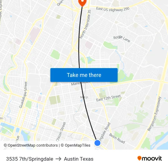 3535 7th/Springdale to Austin Texas map