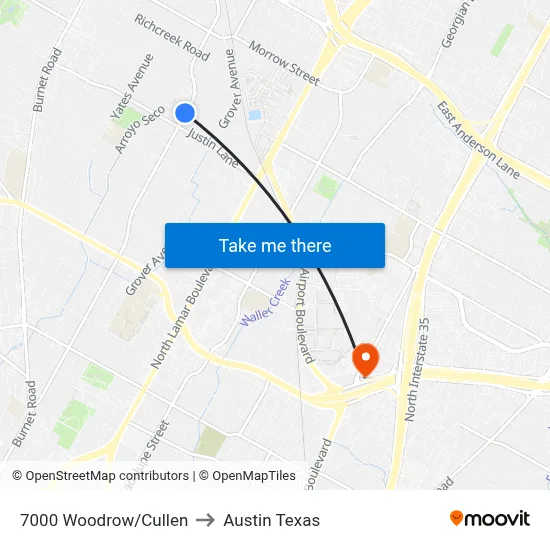 7000 Woodrow/Cullen to Austin Texas map