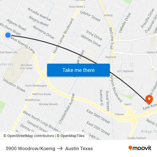 5900 Woodrow/Koenig to Austin Texas map