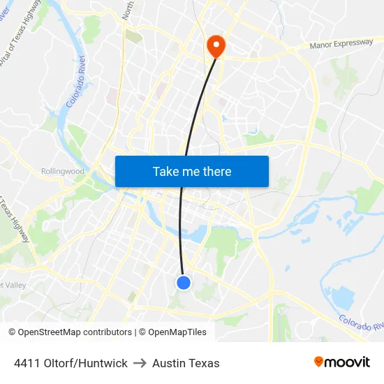 4411 Oltorf/Huntwick to Austin Texas map