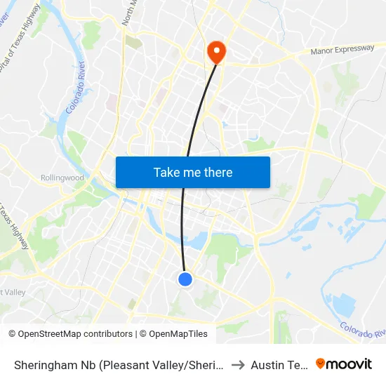 Sheringham Nb (Pleasant Valley/Sheringham) to Austin Texas map