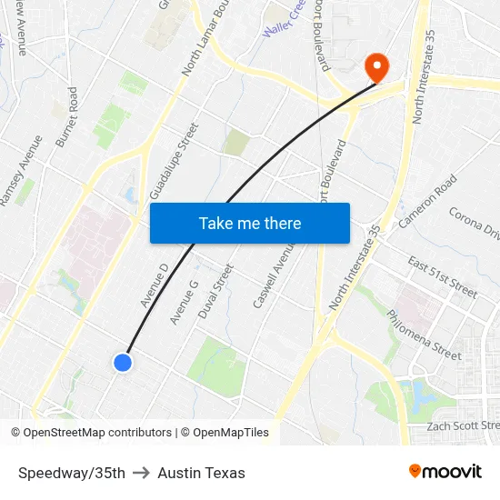 Speedway/35th to Austin Texas map