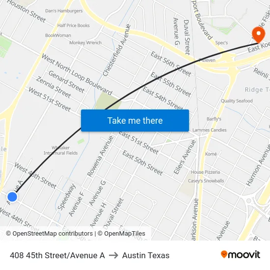 408 45th Street/Avenue A to Austin Texas map