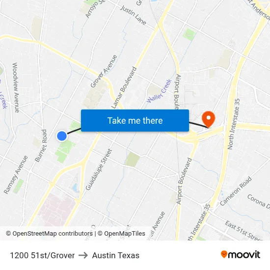 1200 51st/Grover to Austin Texas map