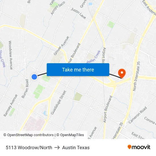5113 Woodrow/North to Austin Texas map