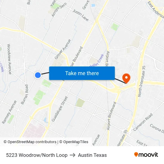 5223 Woodrow/North Loop to Austin Texas map