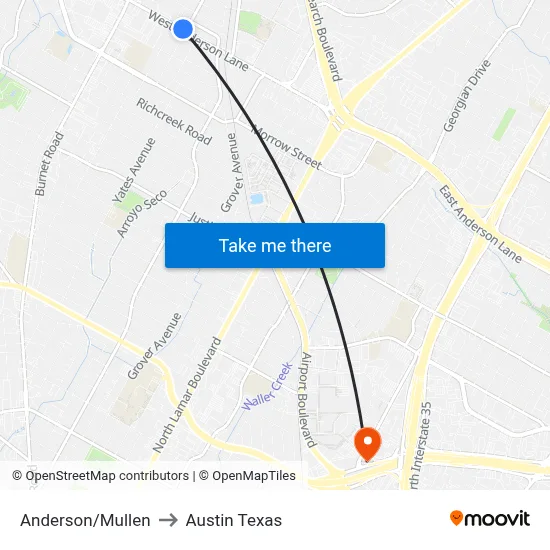 Anderson/Mullen to Austin Texas map