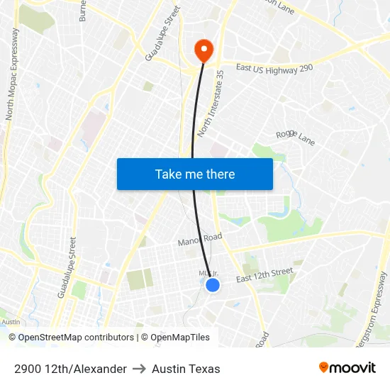 2900 12th/Alexander to Austin Texas map
