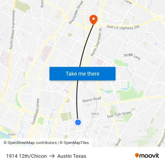 1914 12th/Chicon to Austin Texas map