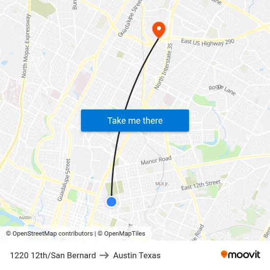 1220 12th/San Bernard to Austin Texas map