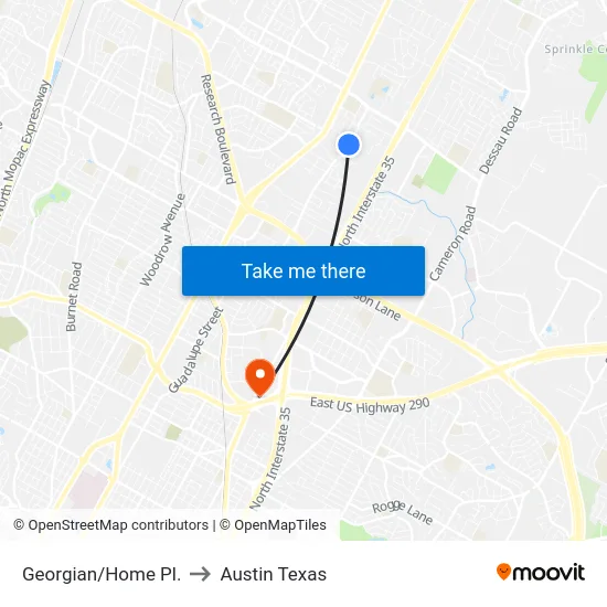 Georgian/Home Pl. to Austin Texas map