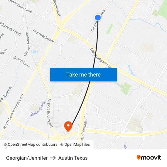 Georgian/Jennifer to Austin Texas map