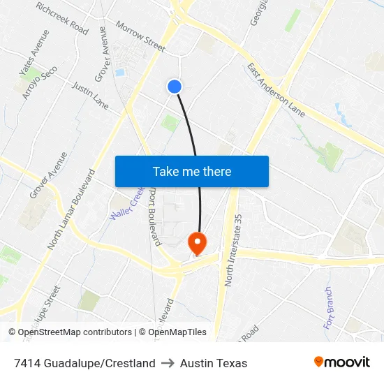 7414 Guadalupe/Crestland to Austin Texas map