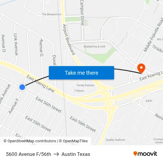 5600 Avenue F/56th to Austin Texas map