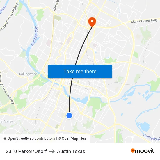 2310 Parker/Oltorf to Austin Texas map