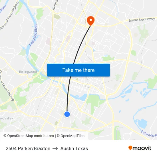 2504 Parker/Braxton to Austin Texas map