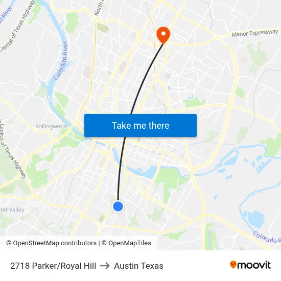 2718 Parker/Royal Hill to Austin Texas map