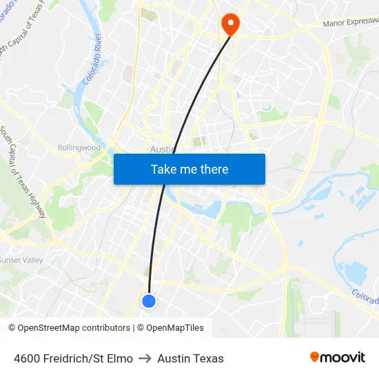 4600 Freidrich/St Elmo to Austin Texas map