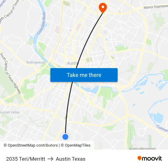2035 Teri/Merritt to Austin Texas map