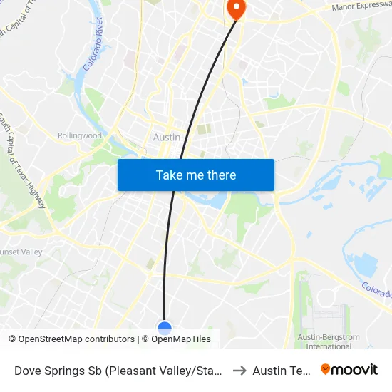 Dove Springs Sb (Pleasant Valley/Stassney) to Austin Texas map