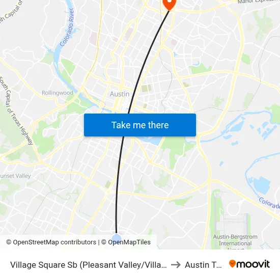 Village Square Sb (Pleasant Valley/Village Square) to Austin Texas map