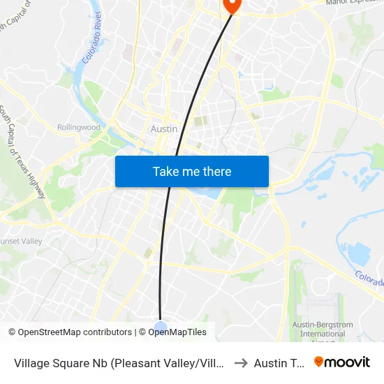 Village Square Nb (Pleasant Valley/Village Square) to Austin Texas map