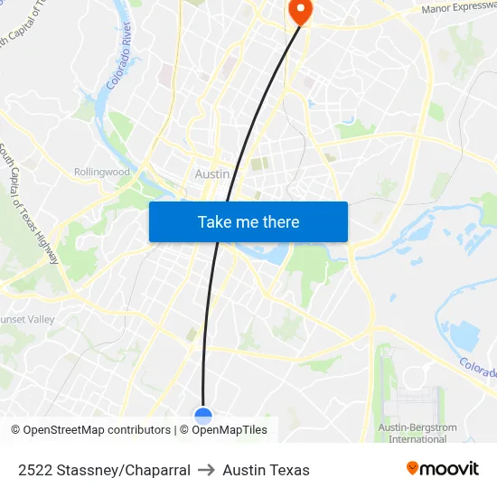 2522 Stassney/Chaparral to Austin Texas map